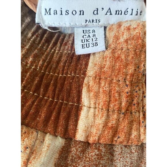 Anthropologie Maison d'Amelie US 8 Brown Abstract Print Wide Leg Pants Boho Art - Picture 4 of 7